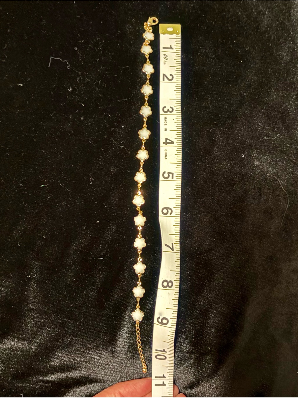 Gold Plated White Clover Link Bracelet